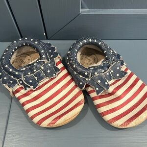 GUC Freshly Picked Mini Sole Bow Moccasins - patriotic, American Flag